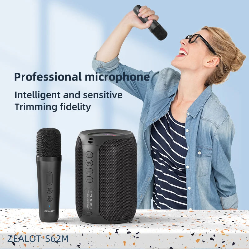 ZEALOT-S62M Portable Karaoke Machine & Bluetooth 5.3 Speaker System
